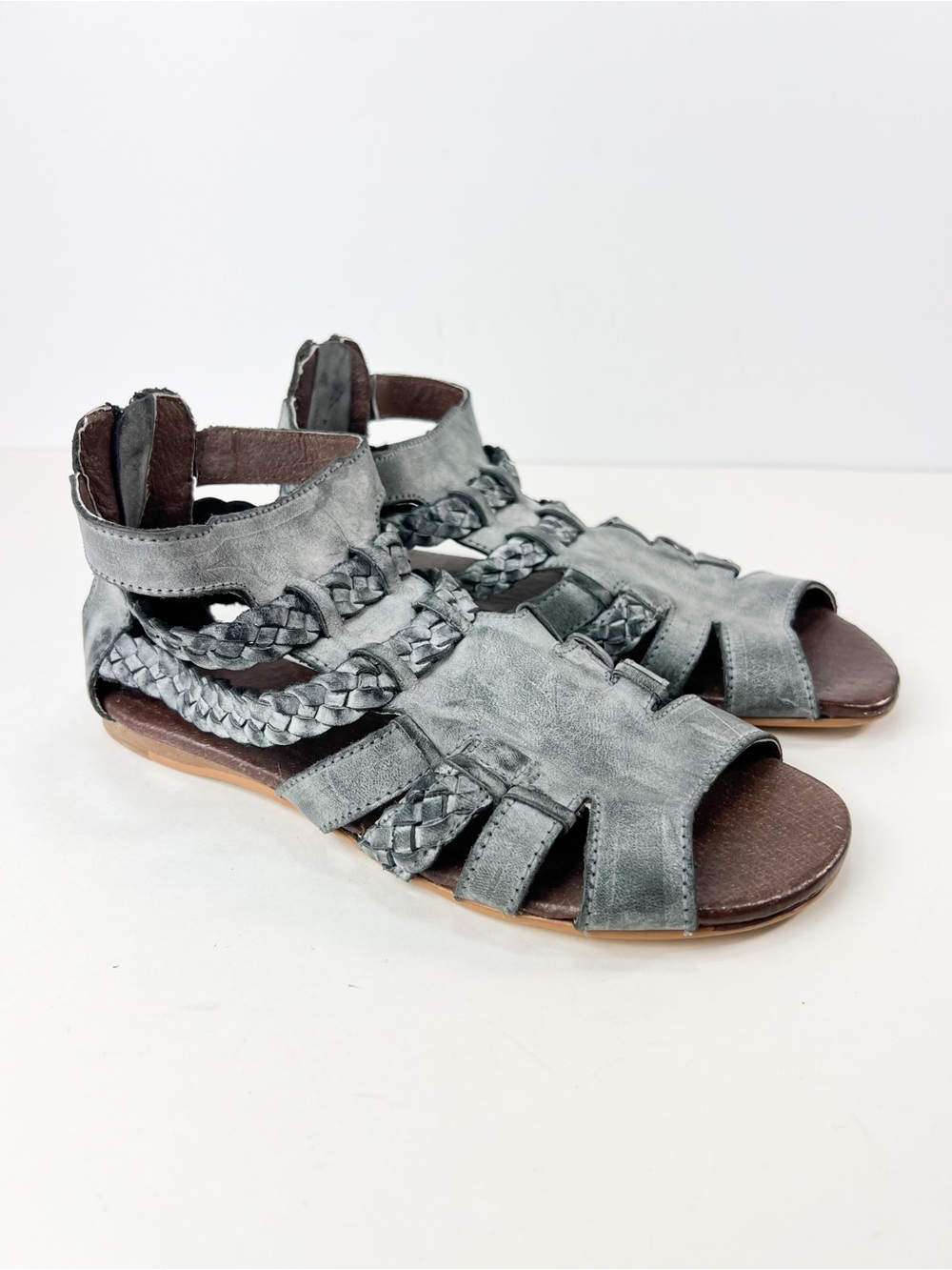 Roan by Bed Stu Willa Leather Gladiator Sandal  Epica Black Grey size 7.5